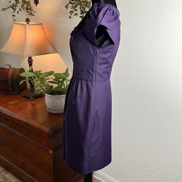 The Limited | Ruffle Neck Dress | Eggplant | Size 4 - Picture 3 of 11
